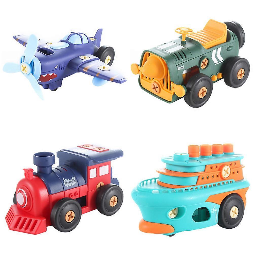 Assemble Car Toy Set for Children Boys Home Decoration Playtime Plastic Assorted Color Battery Operated Educational Toy 1Set