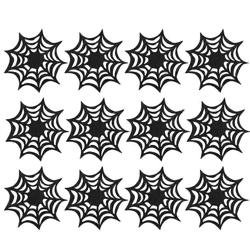 Felt Coaster Spider Web Coasters for Decor 36Pcs Black Cup Coasters