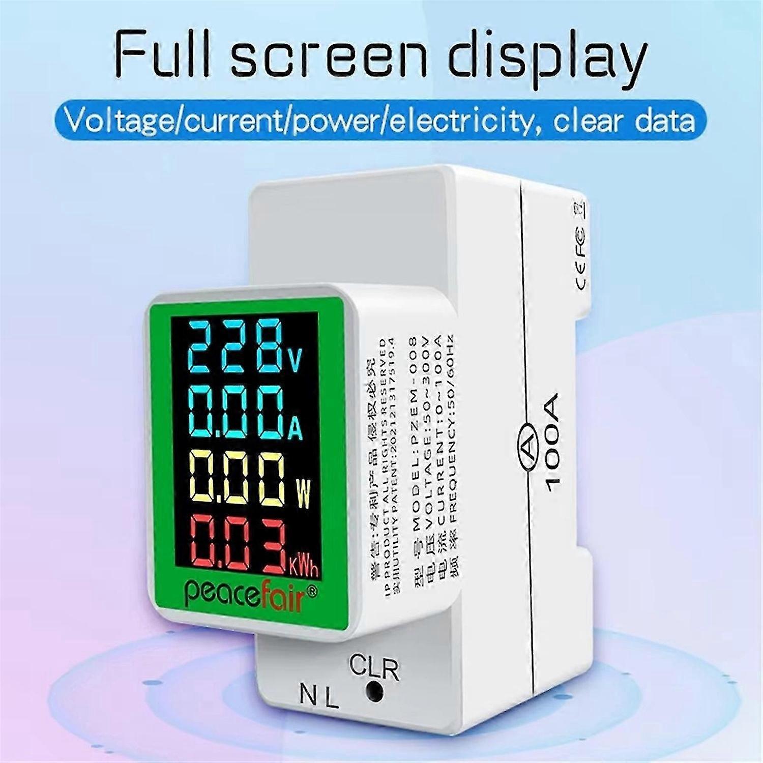 PZEM-008 Multicolor Din Rail Digital Power Energy Meter