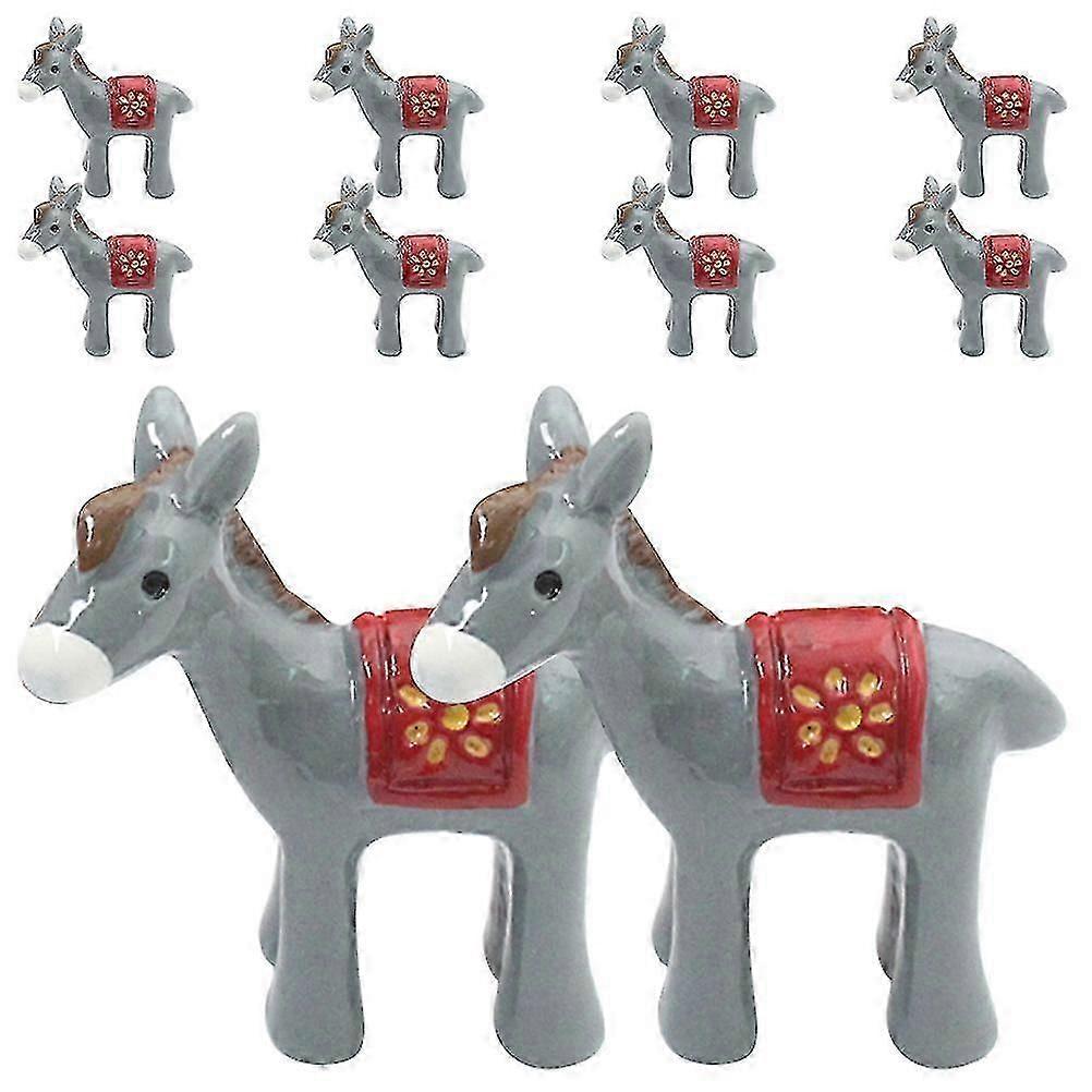 10Pcs Resin Donkey Ornament Resin Standing Donkey Miniature Donkey Sculpture Figurine Ornament