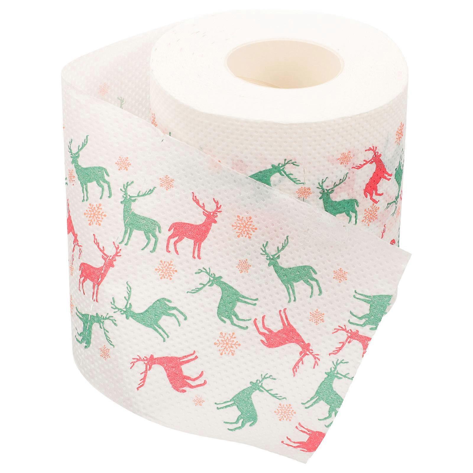 Creative Xmas Printed Paper Tissue Toilet Paper Roll for Party 1 Roll