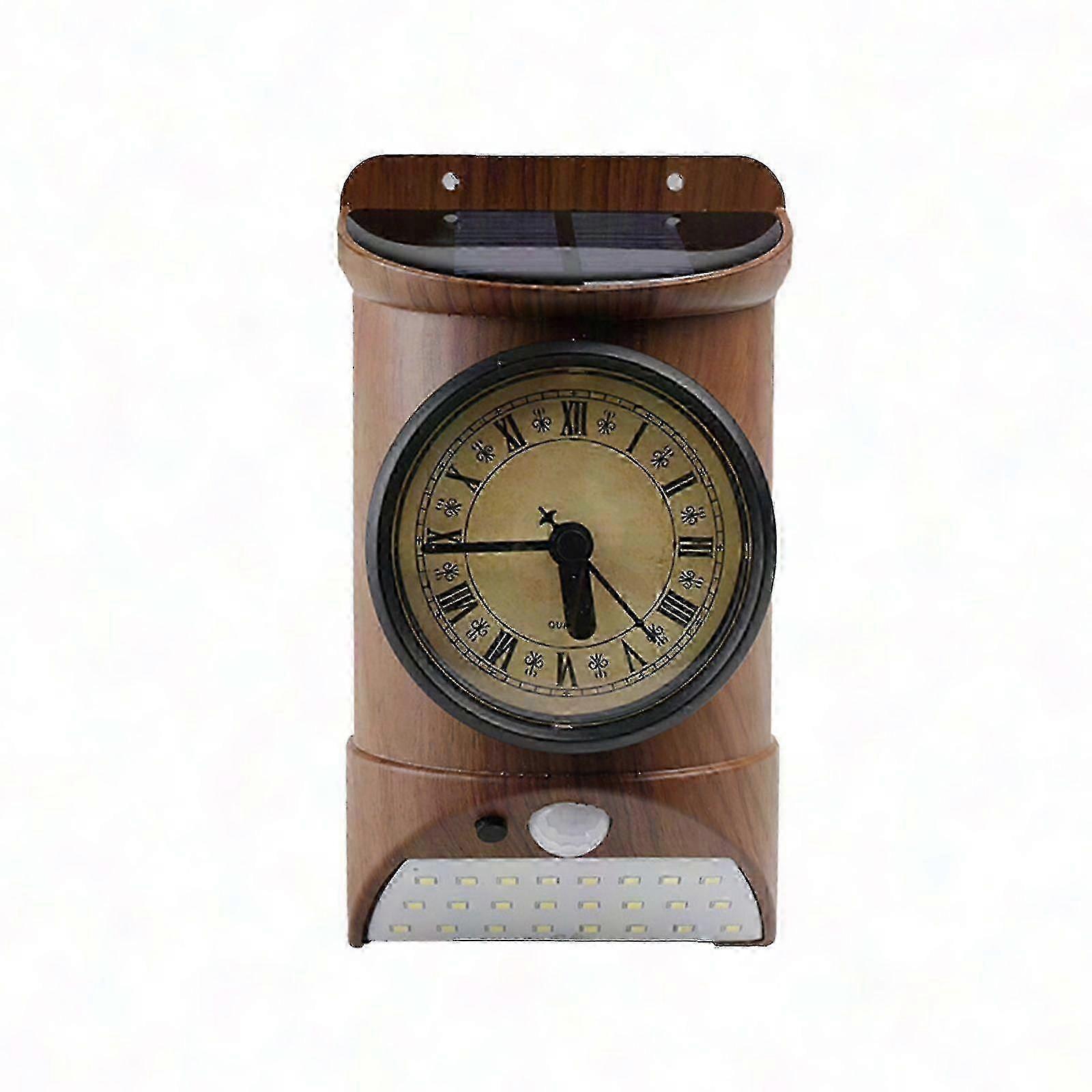 Solar Outdoor Clock Light with Motion Sensor, Waterproof Solar Wall Clock, Landscape Lighting, Solar-Powered Clock Light