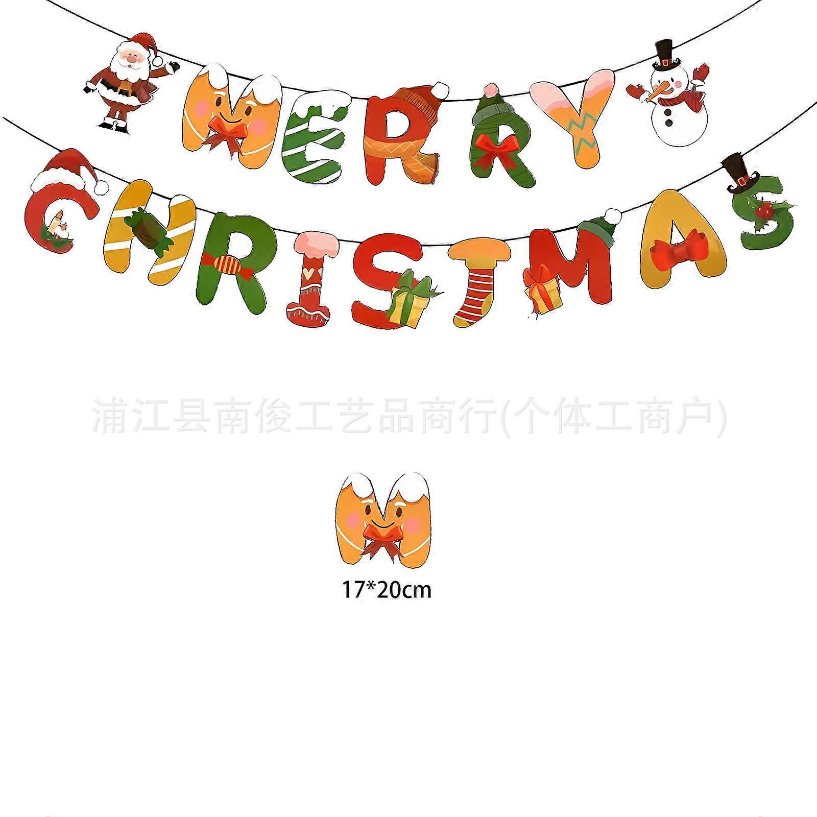 Christmas decoration pull flag banner cake insert children's party