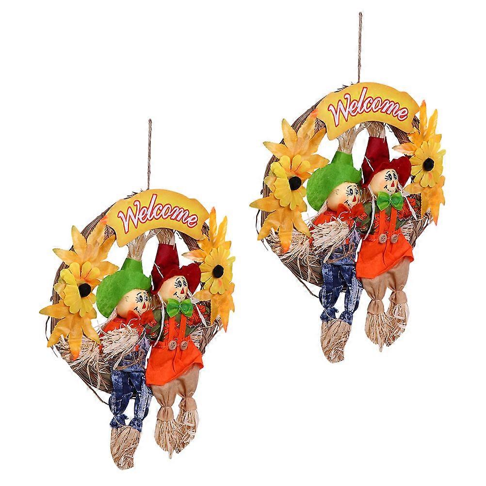 Assorted Color Halloween Scarecrow Wreath for Door Hanging 4Pcs Set