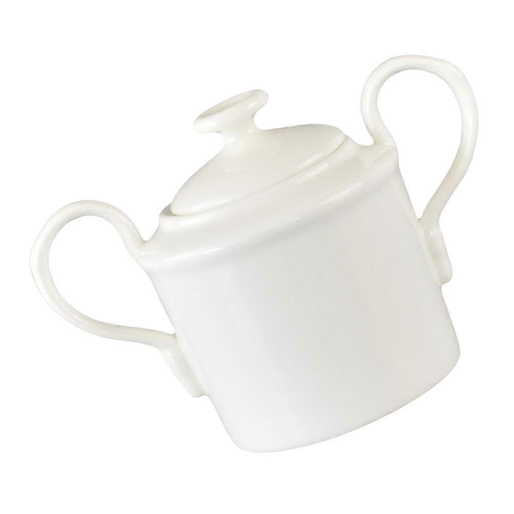 White Ceramic Cube Sugar Jar for Storage Use 2Pcs with Lid and Double Ears