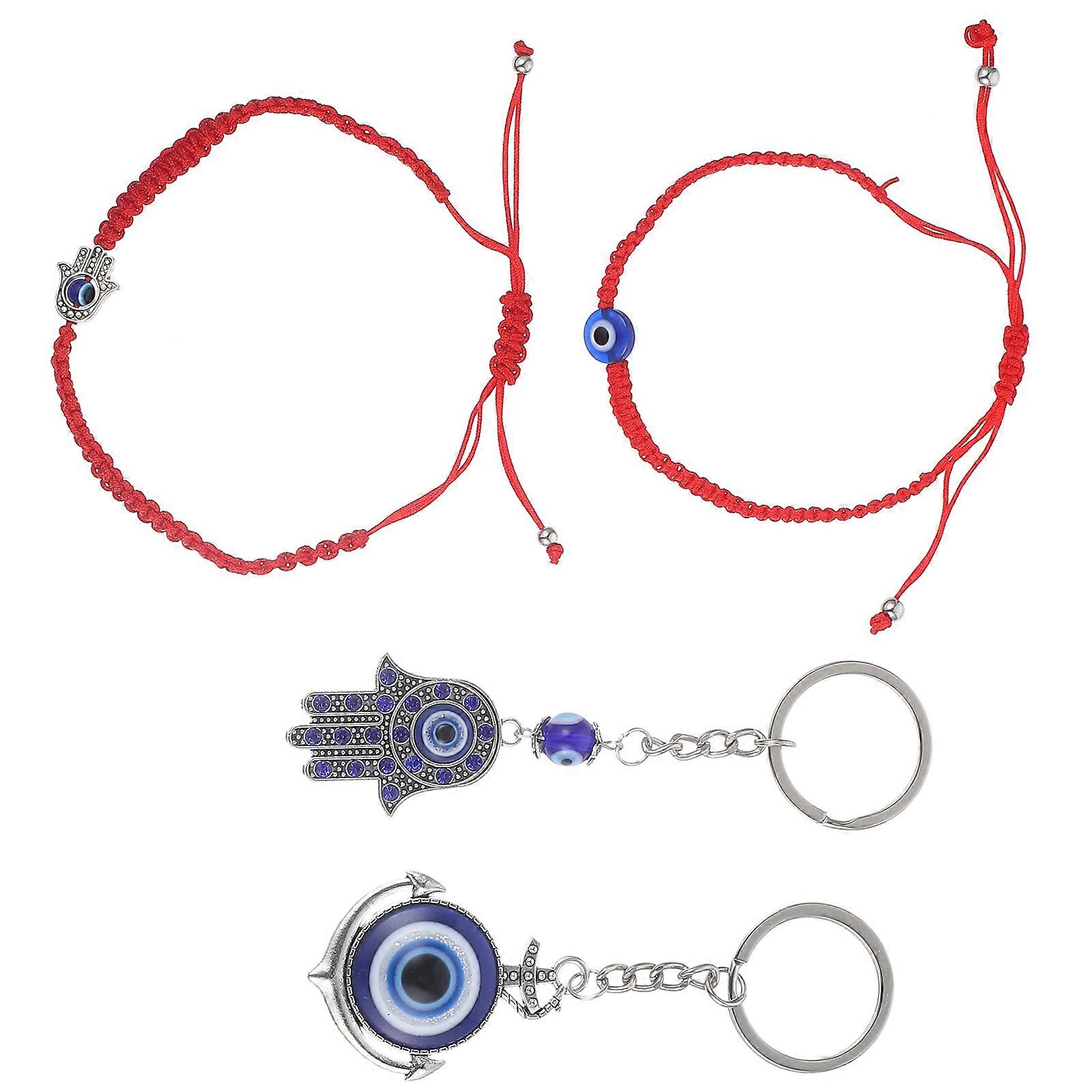 16Pcs Evil Eye Bracelets and Keychains Set for Spiritual Protection