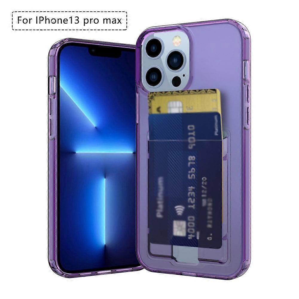For compatible with iPhone 13 Pro Max Card Case, Protective Shockproof TPU Slim Wallet Case with Card Holder