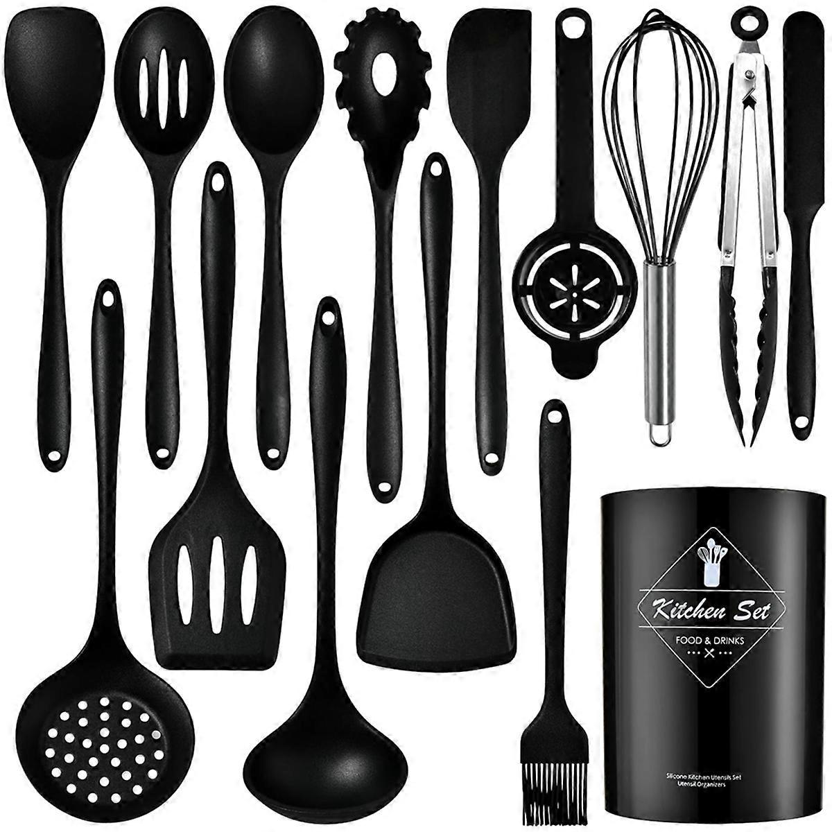 Silicone Kitchen Utensils Set - 15 Pieces Non Silicone