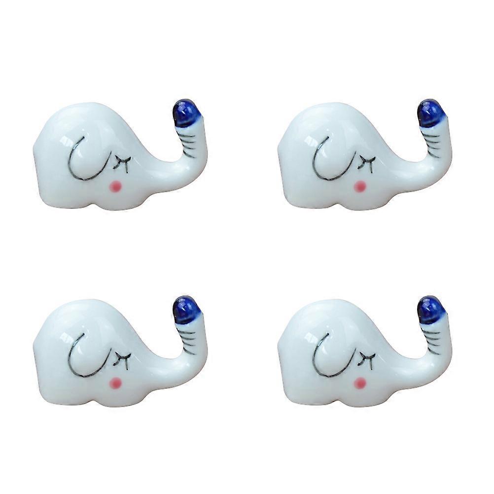 Cute Elephant Chopstick Rest Ceramic Material Prevent Rolling Household Item 4.5X2X2.8cm 4Pcs