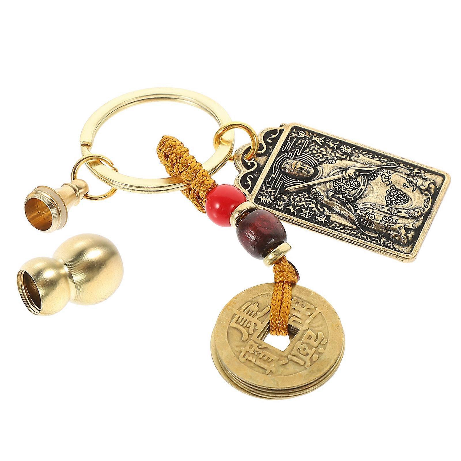 Decorative Keychain Brass Key Chain for Key 2Pcs Antique Pendant