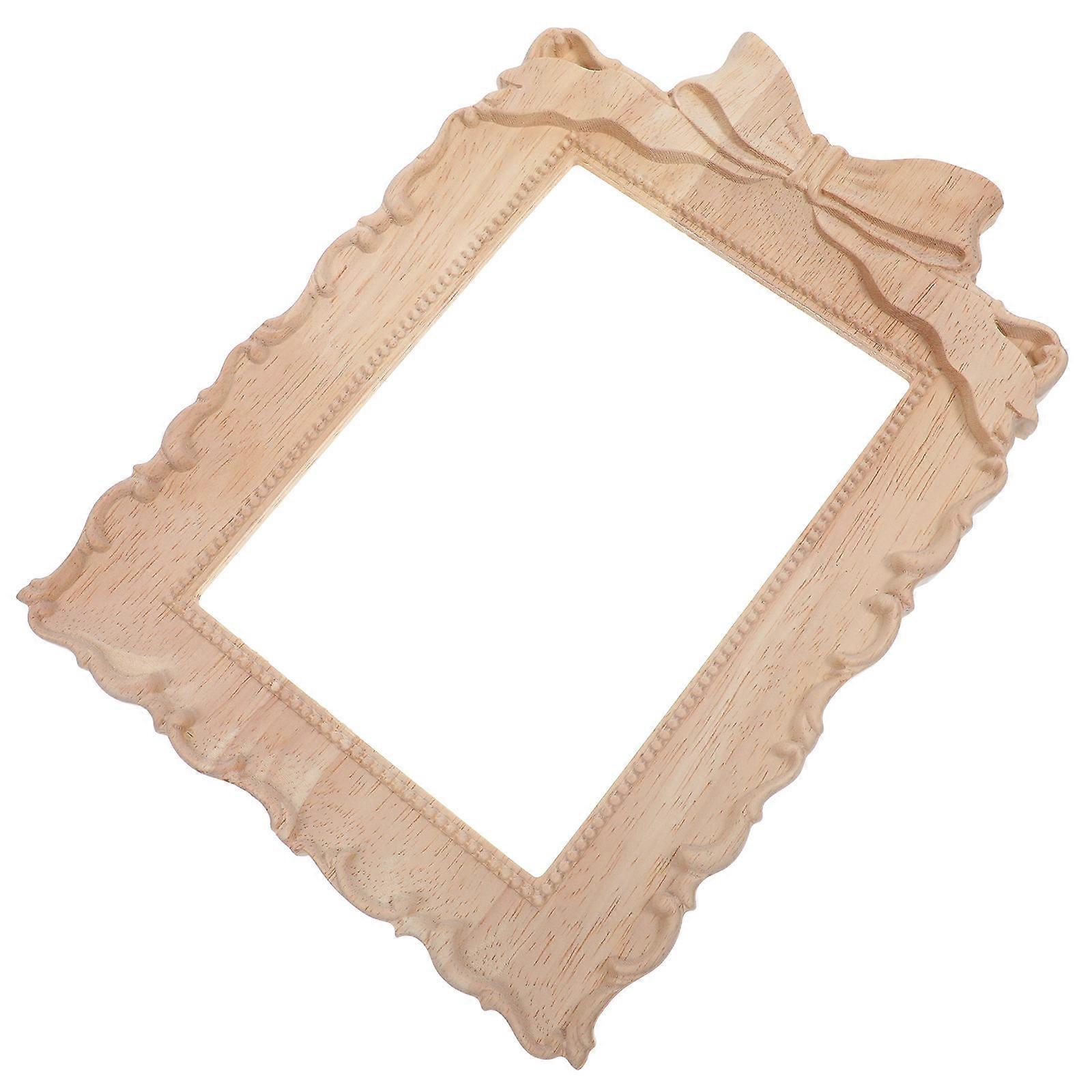 Khaki Wood Applique Frame for Decor 5Pcs Rustic Vintage Picture Frame Set
