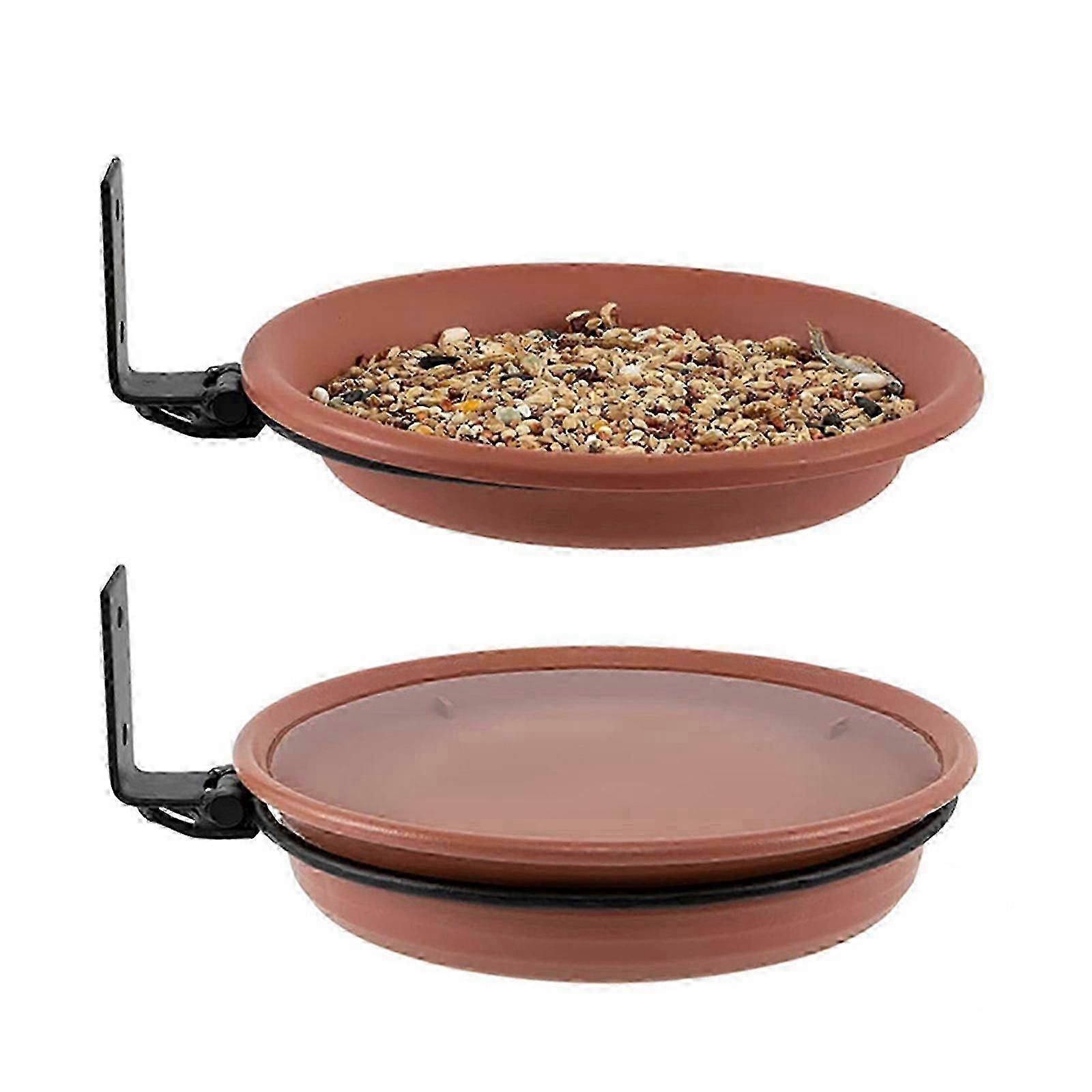 Mounted Bird Tray Feeder with Iron Rings for Garden Fence and Tree 30cm