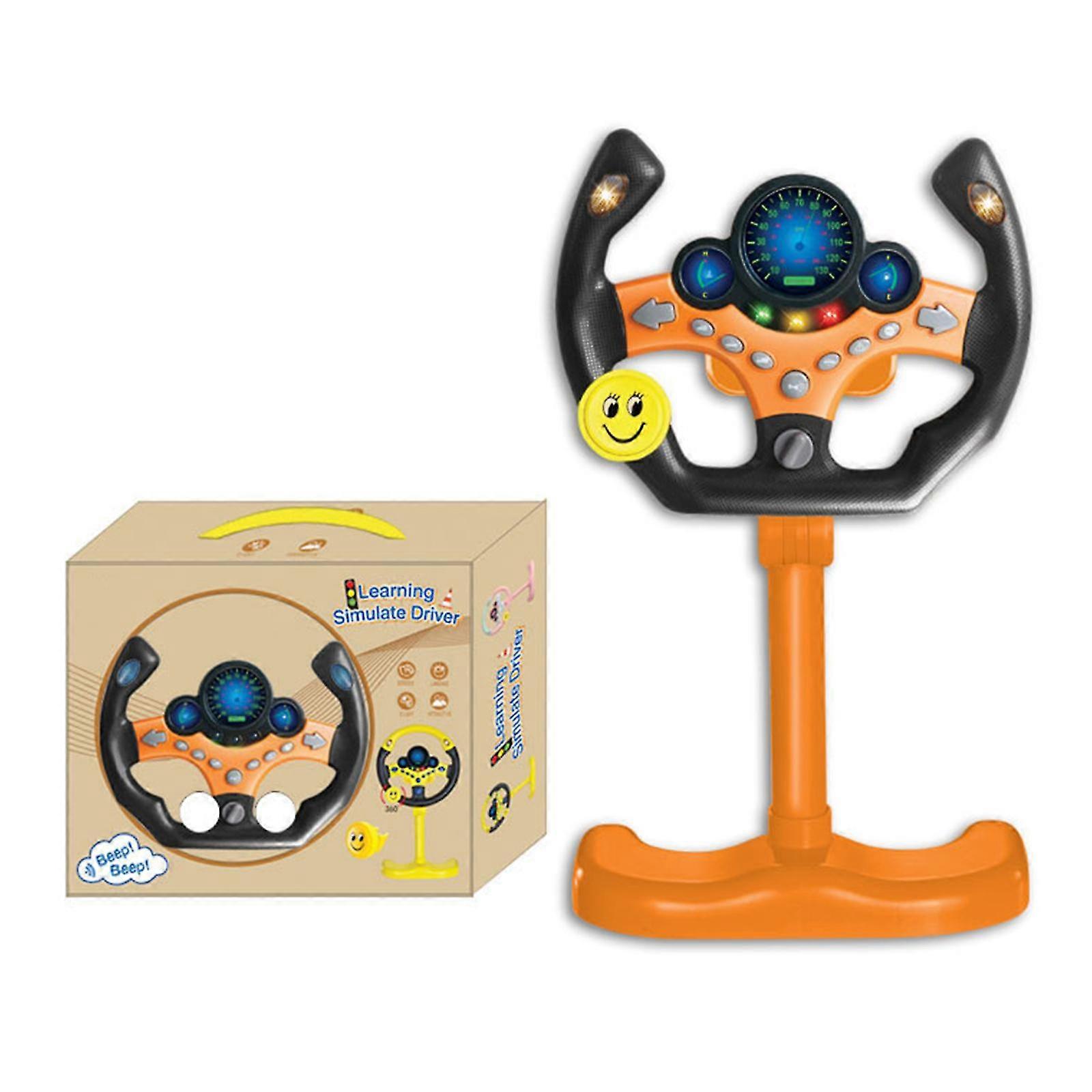 Electric Simulated Driving Controller Portable Simulated Driving Steering Wheel Copilot Toy--orange