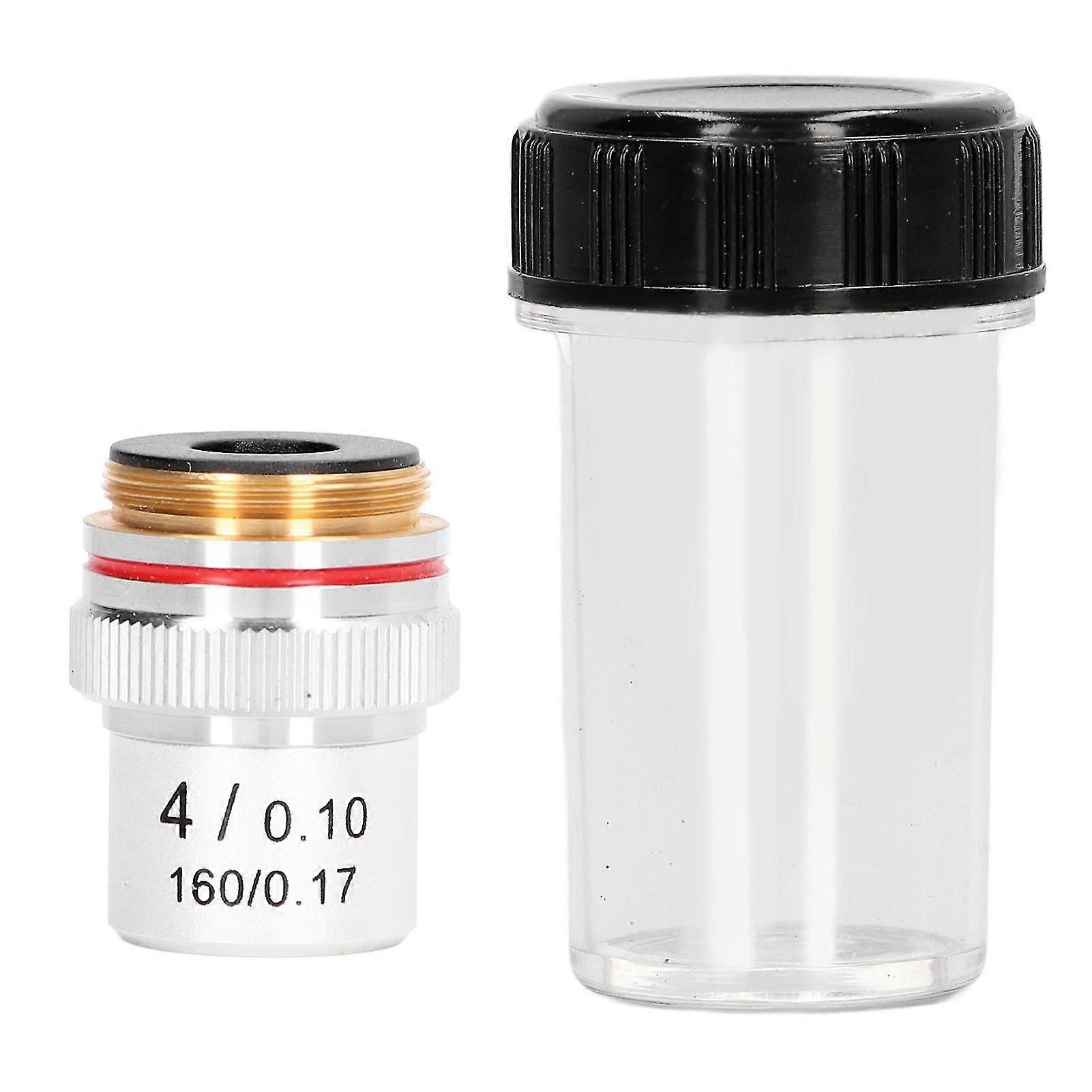 4X Microscope Objective Lens, Achromatic Microscope Objective, Silver 4X Microscope Objective Len with 20.2mm Standard Interface 0CCRS
