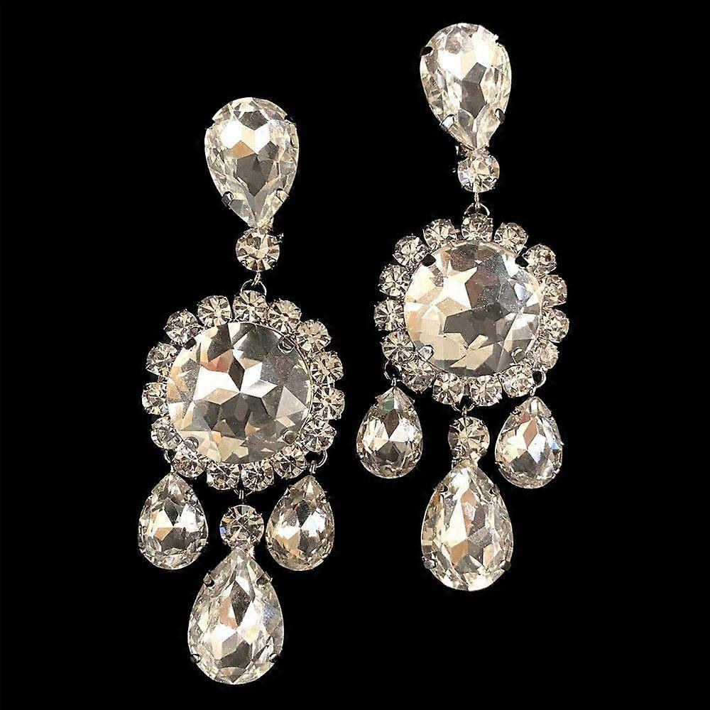 Exaggerated rhinestone necklace earring set large diamond personality creative