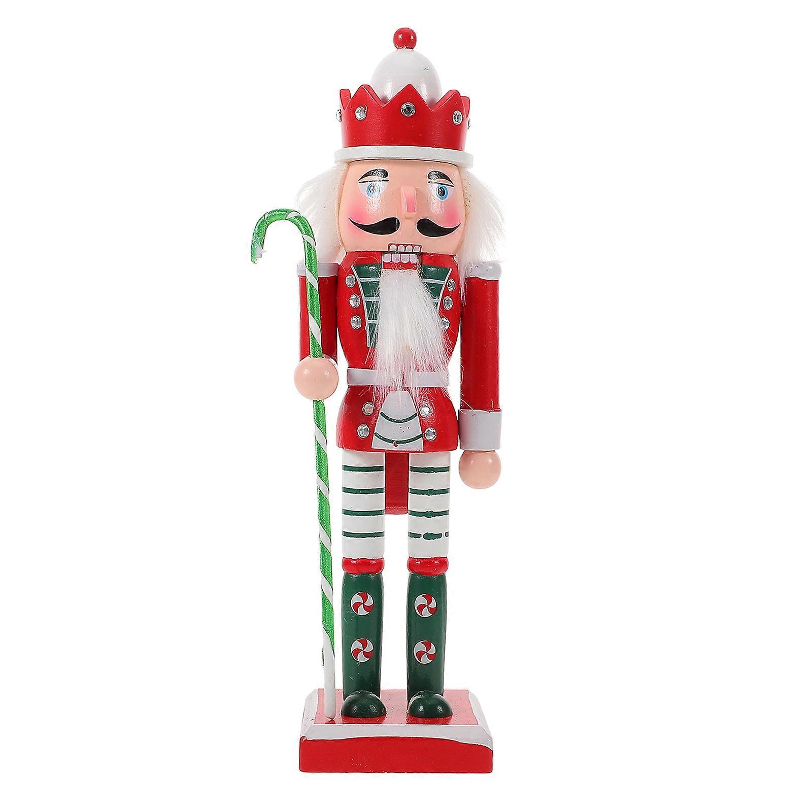 Nutcracker Figurine Xmas Decor Wood Nutcracker for Decoration 3Pcs