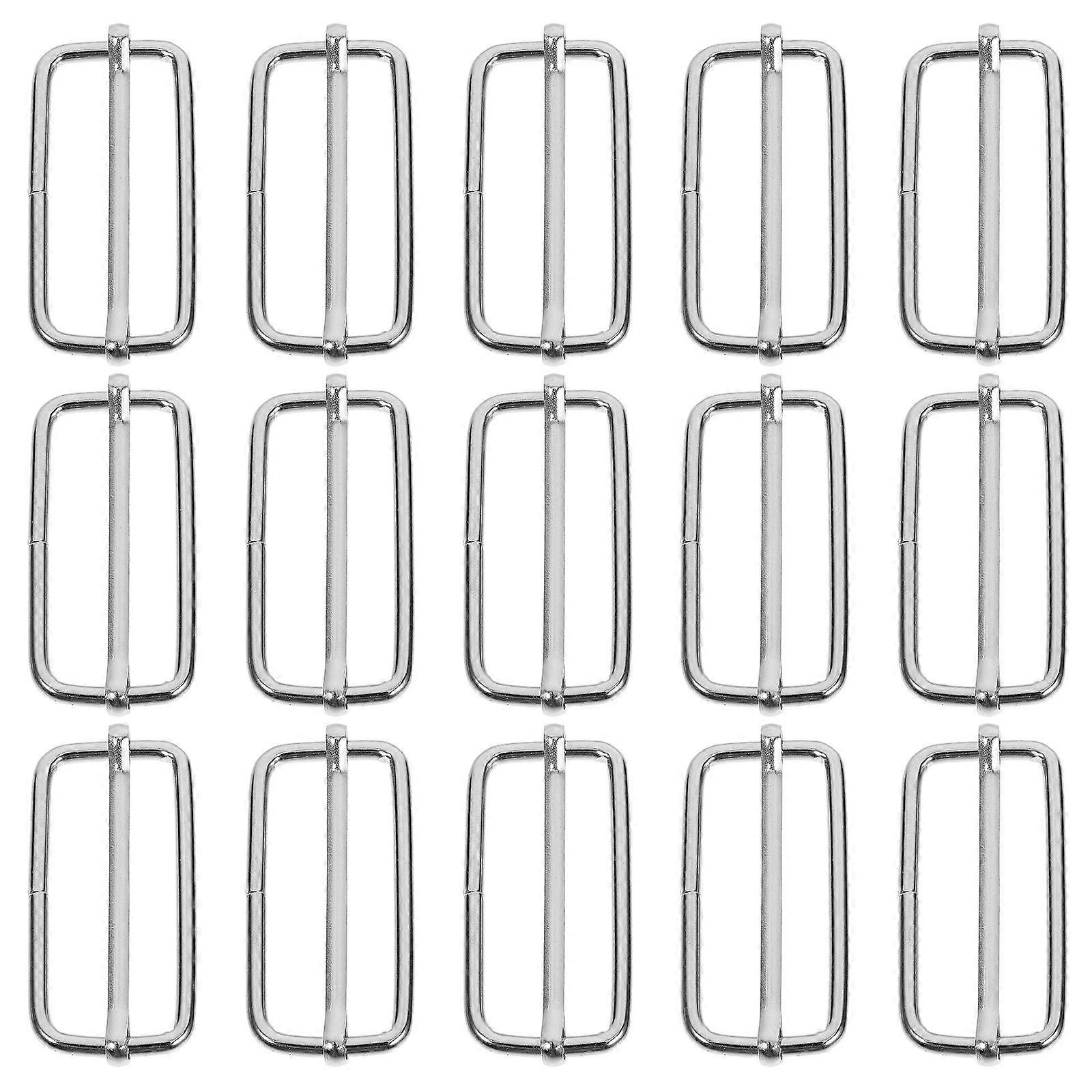 Square Buckles Metal Roller Buckle for Strap Adjustment 60Pcs Silver