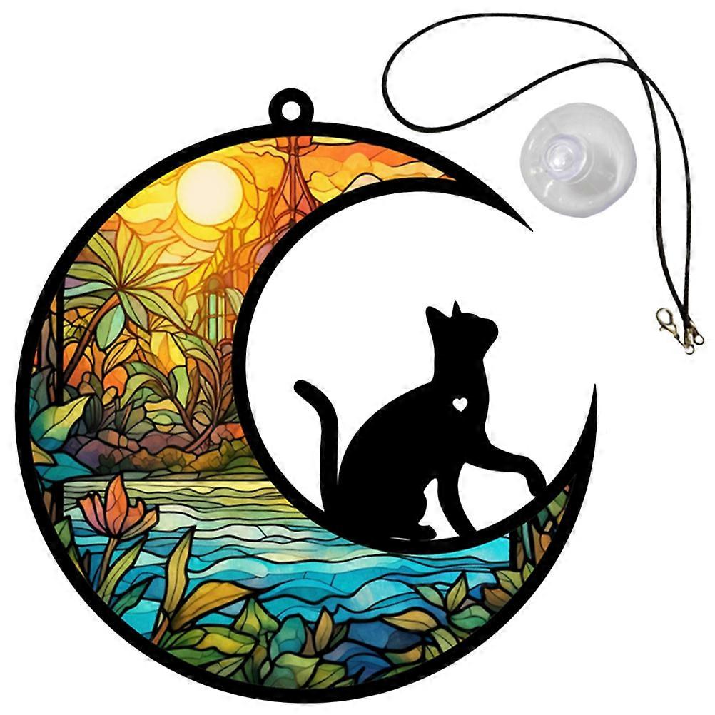 Acrylic Hanging Moon Cat Ornament for Decoration 4Pcs Multi