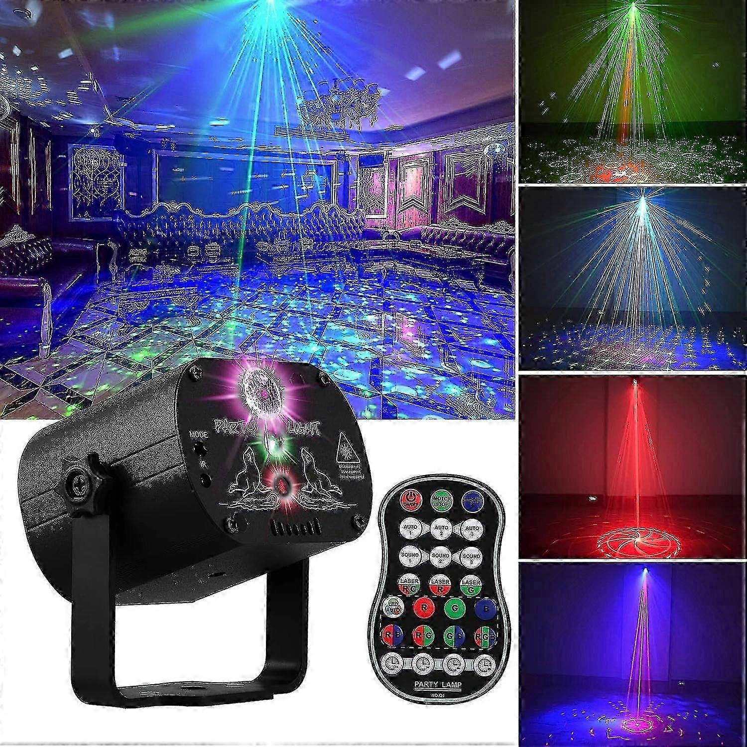 Dj Disco Stage Party Lights, Led Sound Activated Laser Light Rgb Flash Strobe Projector With Remote Control For Christmas Halloween Decorations Karaok