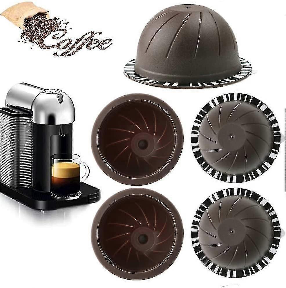 5pcs Wiederverwendbare Vertuo Pods Nachfüllbare Kaffeekapseln (braun 150ml, 5) (Größe: 230ml)