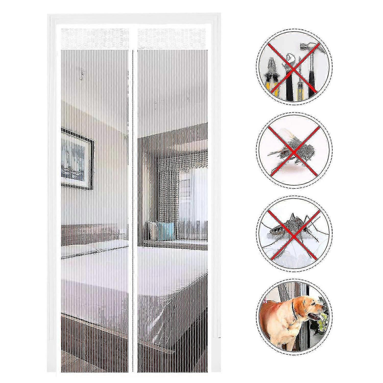 Magnetic Fly Screen Magnetic Fly Curtain Automatically Closing Door Insect Protection Mosquito Net Insect Net For Balcony Living Room Patio Door Adhes