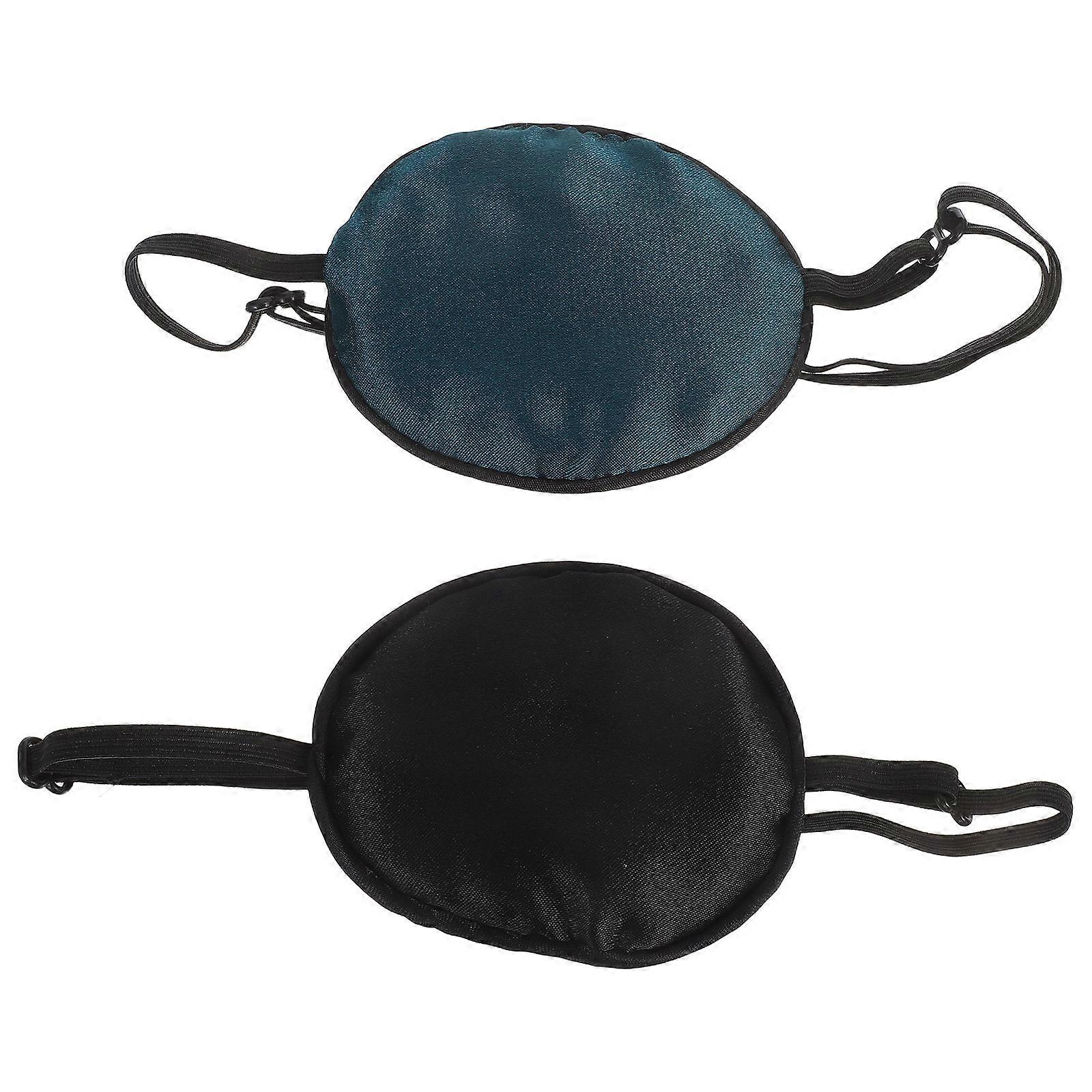 Soft Eye Patch Adjustable Pirate Eyepatch for Halloween and Lazy Eye Treatment Kids and Adults Polyester Assorted Color 2Pcs