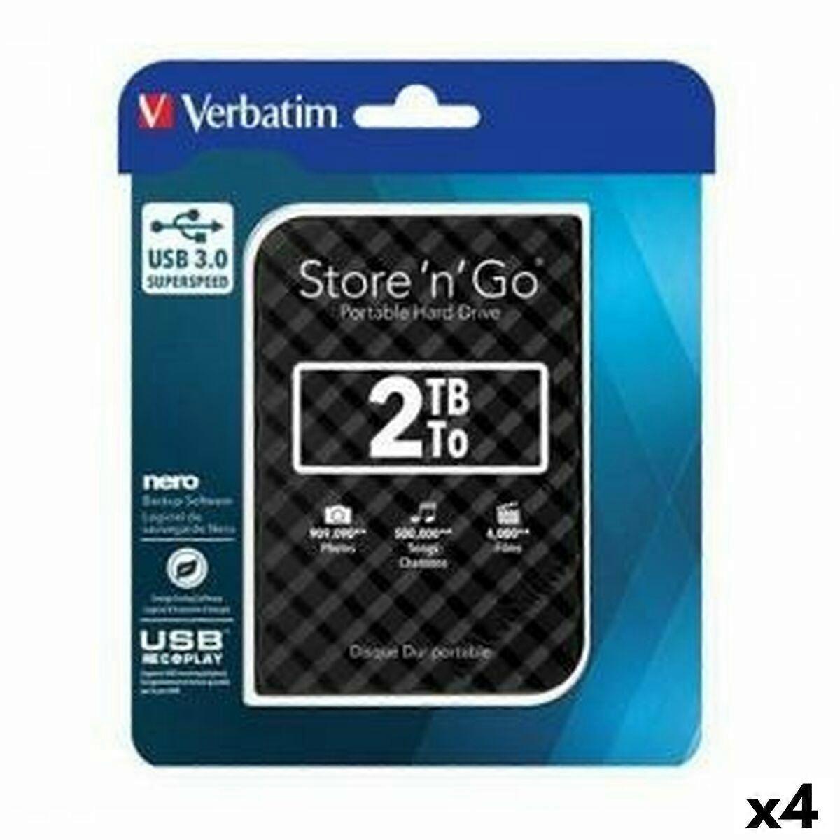 External Hard Drive Verbatim STORE 'N' GO GEN 2 Black HDD 2 TB (4 Units)