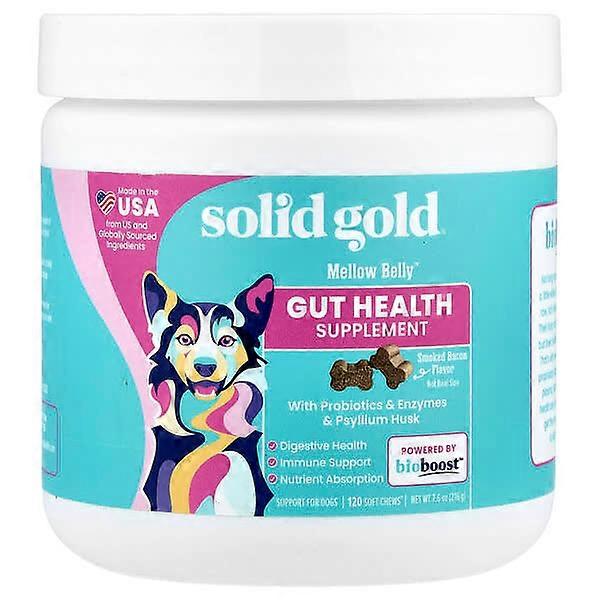 Solid Gold, Mellow BellyÃÂÃÂ¢ÃÂÃÂÃÂÃÂ¢, Gut Health Supplement, For Dogs, Smoked Bacon, 120 Soft Chews, 7.6 oz (216 g)