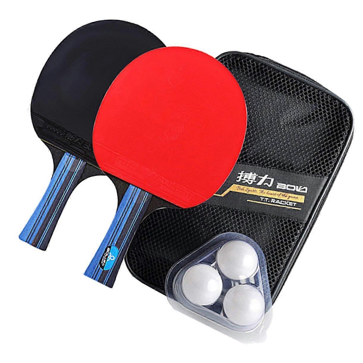 Paddle Set Double Sided Rubber Table Tennis Bats Short Handle Rackets And Balls Outdoor Training Beginners