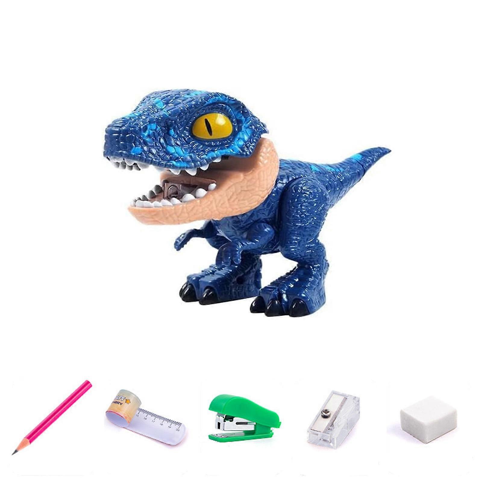 Ruhiku Gw Dinosaur Pencil Sharpener for Kids 5 in 1 Dinosaur Stationery Set Dinosaur Model Toys with Pencil Sharpener and Eraser
