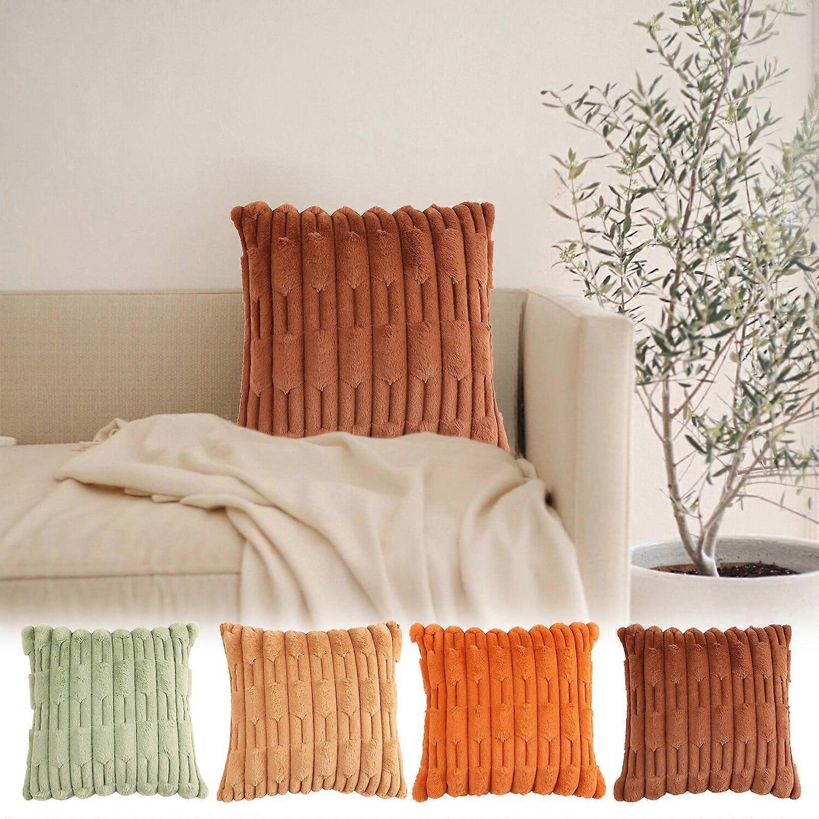 karymi Pillowcase 17.71x17.71 in, Striped Design, Concealed Zip, Removable, Breathable, Warm, No Deformation, Solid Colour, compatible with dorm