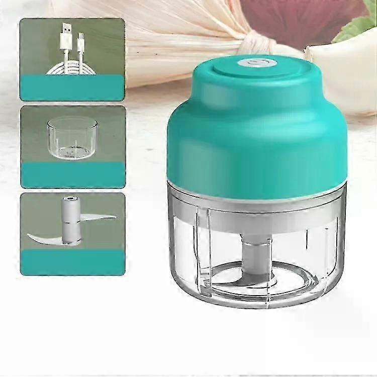 Wireless USB Charging Garlic Chopper-100ml Twisted Garlic,Blue 25-26s
