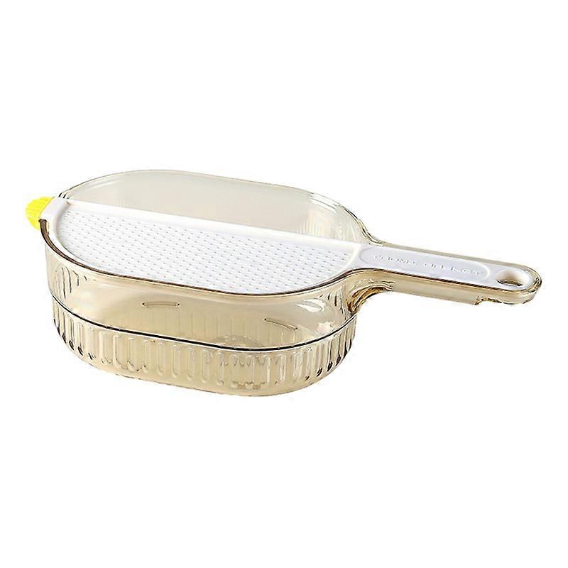 Rice Washer Strainer Bowl Plastic Fruit Washer Strainer with Handle & Drain Baffle, Multi Functional Drain Basket Coffee