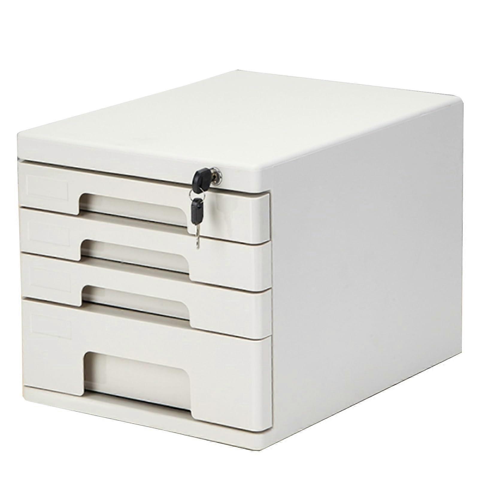 Lockable 4Layer A4 Desktop File With Drawers Gray Office & Home Document Storage Cabinet Paper & Stationery Holder