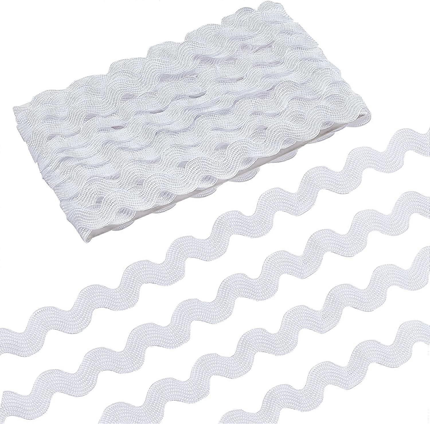 11 Yards 10mm White Polyester Rick Rack Trim, Wave Fringe Ribbon for DIY Crafts, Apparel, Decor - Compatible with Sewing Projects