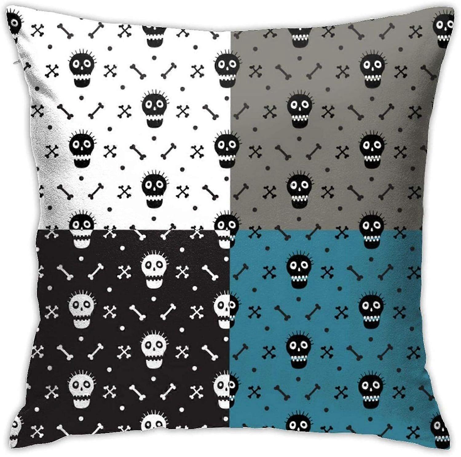 v369スカルアンドボーンズ致命的な楽しさシンプルなスロー枕カバーホームデコレーションリビングルーム寝室のソファチェア18X18インチ枕カバー45X45cm-TB369 ij369