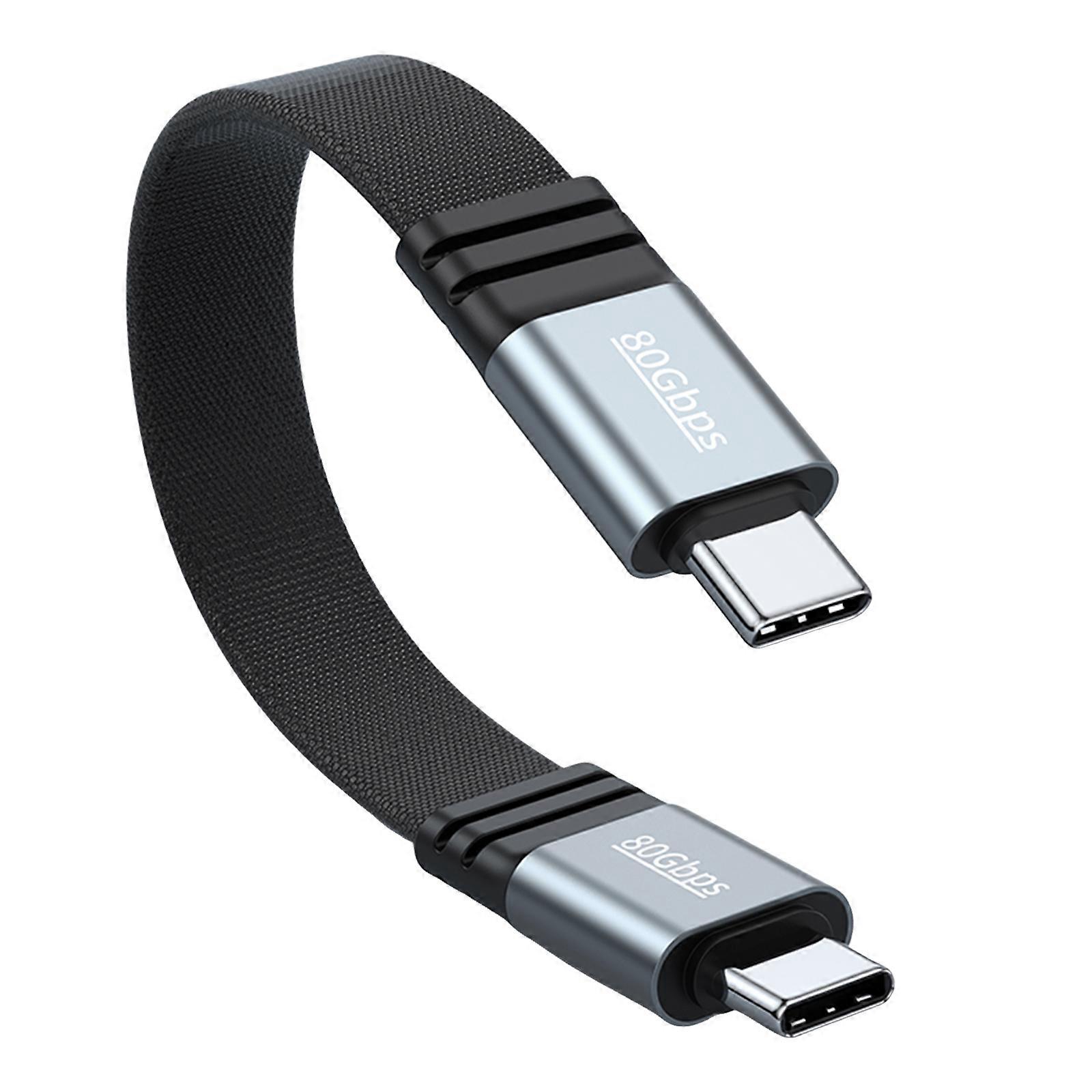 Portable Short USB C Charging Cable 15cm Flat Design 240W Power Delivery Nylon Weave Fit for 8K Displays Laptops Tablets Multicolor