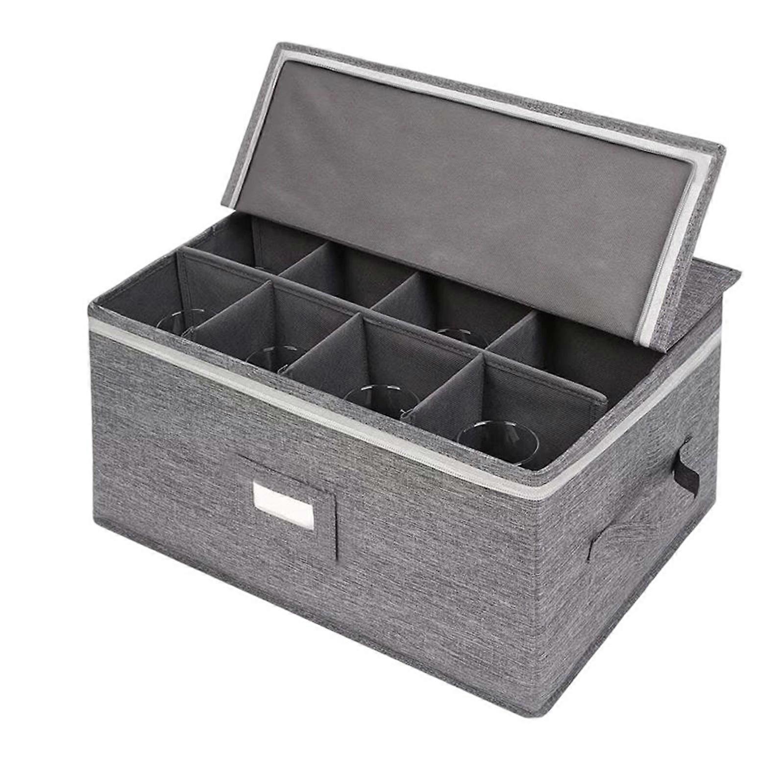 Clear Drinkware Storage Container 12 Divider Structure For Crystal Glasses Strong University Cloth Homebar Essential Multicolor