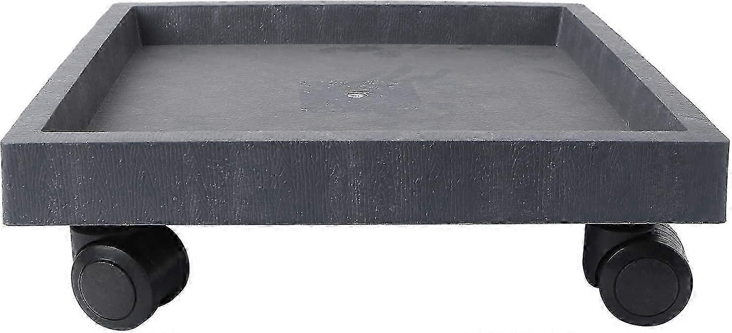 Square plant tray with caster wheels for heavy pots gray