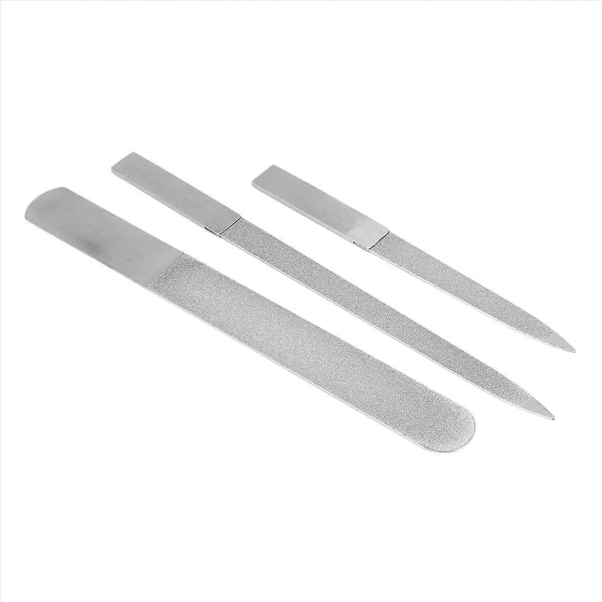 3-Piece Nail File Set Stainless Steel Double-Sided Nail File Buffer File Nail File Suitable for Salo