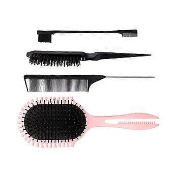 4Pcs Hair Brushes Set for Styling,Edge & Back Brushing Teasing Hair Brush,Ratted Tail Comb,Edge Brush Detangler Brush  Purple