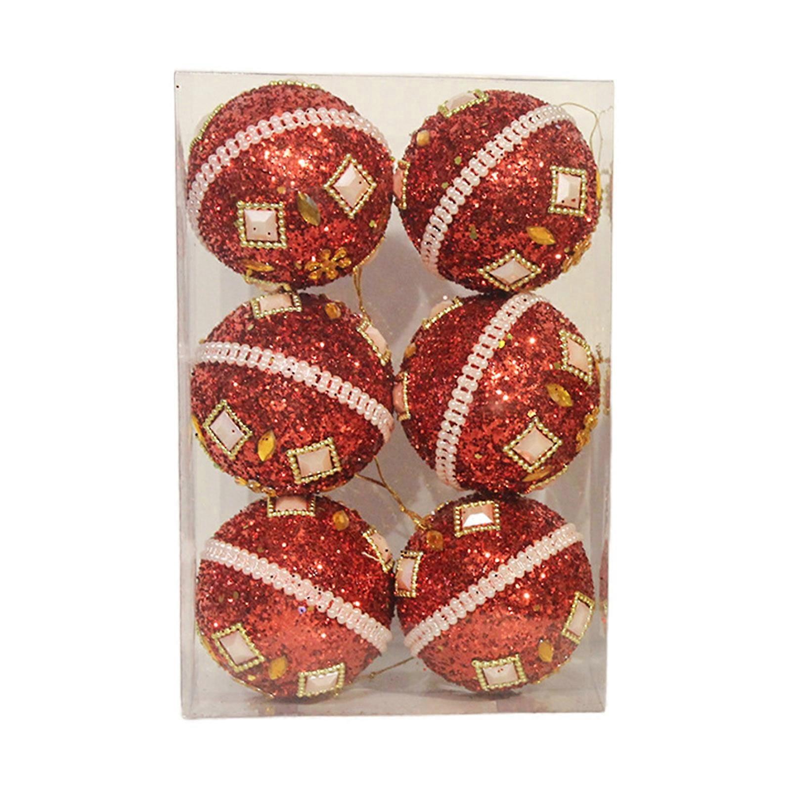 ZKCCNUK 6pc Plastic Christmas Ornaments 6cm, Outdoor/Indoor Hanging Decorations for Tree, compatible with standard hooks