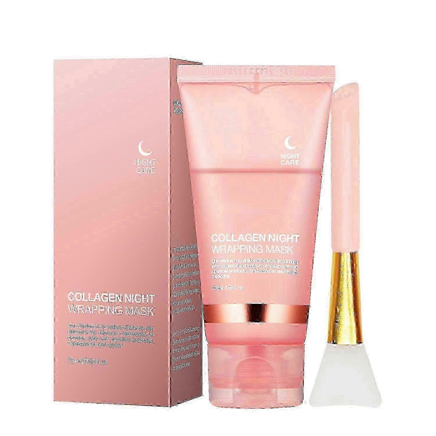 Collagen Overnight Wrapping Peel Off Facial Mask Pack - Elasticity & Hydration Care, Reduces Sagging & Dullness - Hydrolyzed Collagen For Glowing