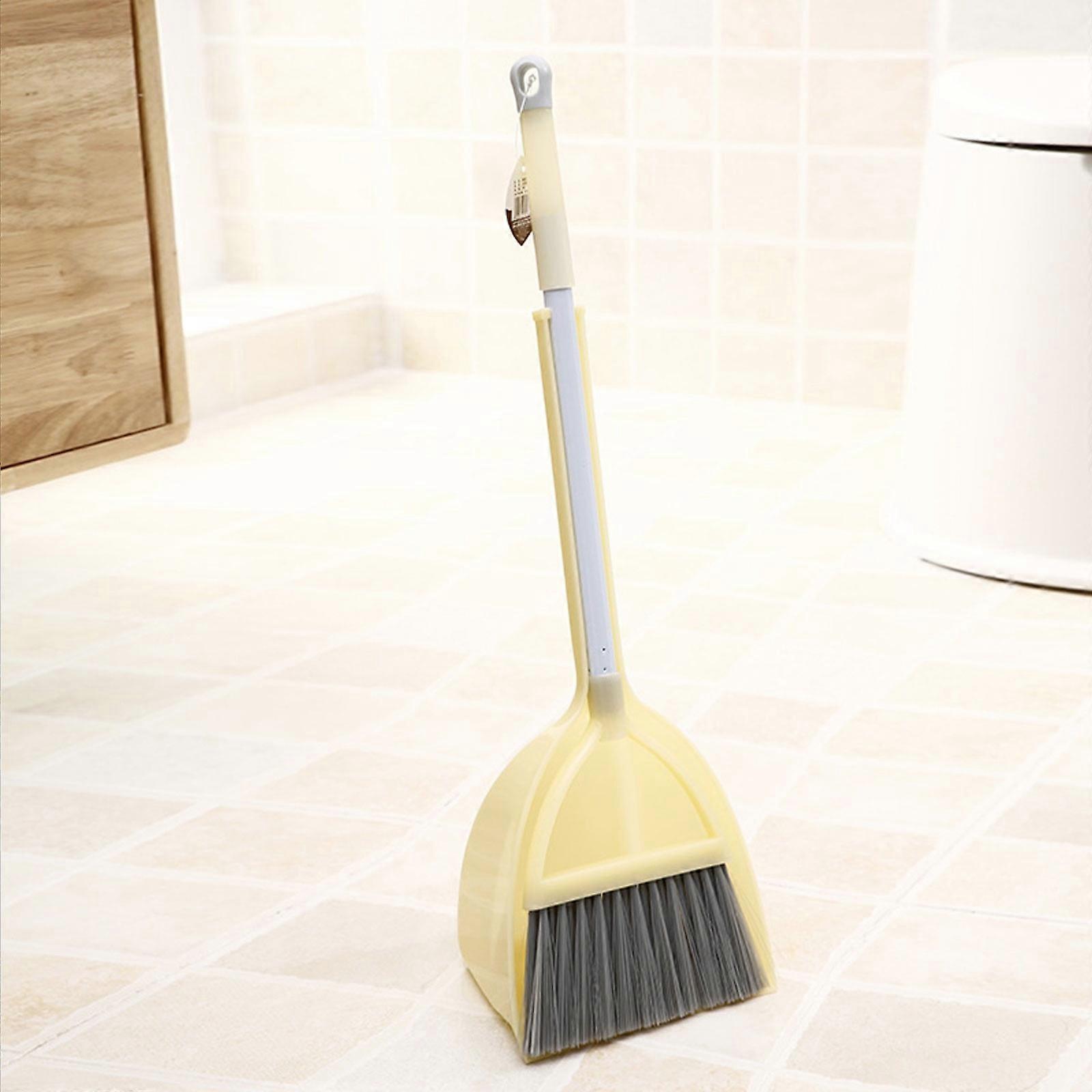 Upright Long Handle Broom and Dustpan Set for Home, Stainless Steel Handle Combo - Compatible with Home & Office Use