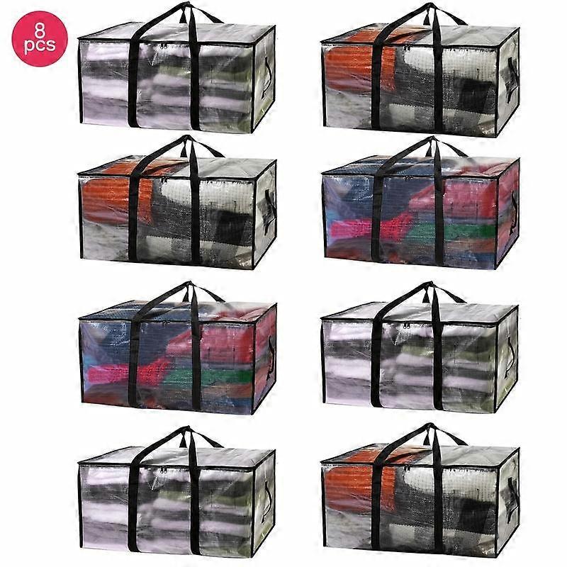 Large Moving Bag with Zipper & Handle, 1/6/8 Counts Clear Window Storage Bag, Spacious Storage Bag for Easy Moving, Ideal for Dorms and Home
