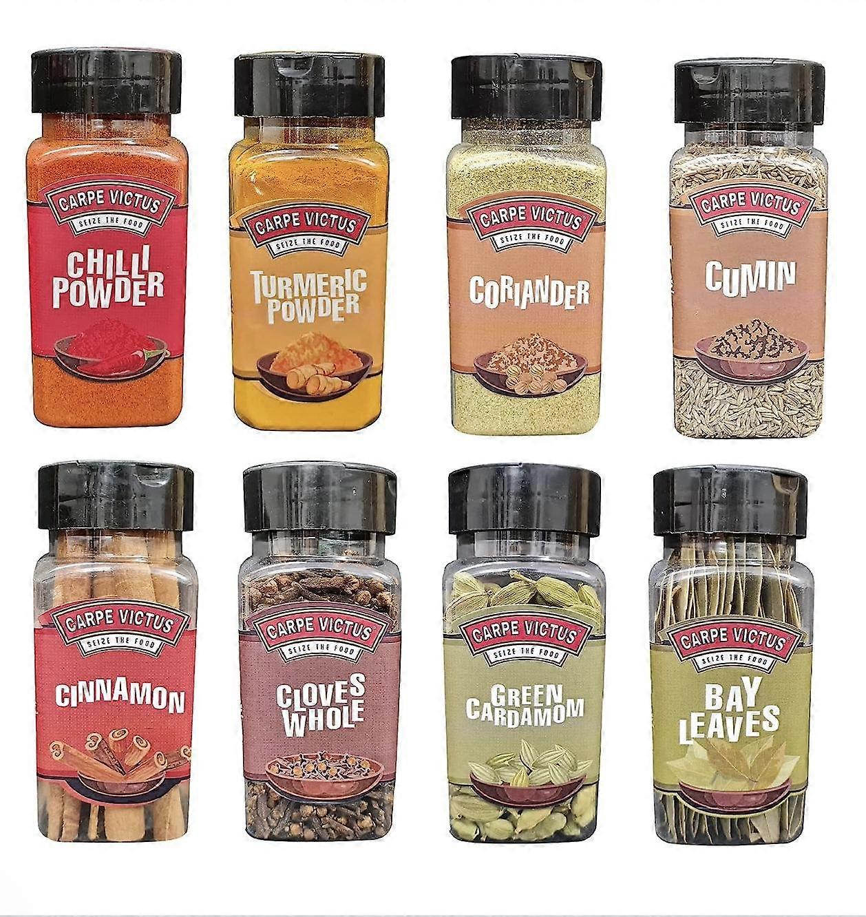 Carpe Victus Everyday Premium Spices Combo, Mixed Dry Indian Spices, Assorted Masalas, Pack of 8(550 gms) spices, condiments set