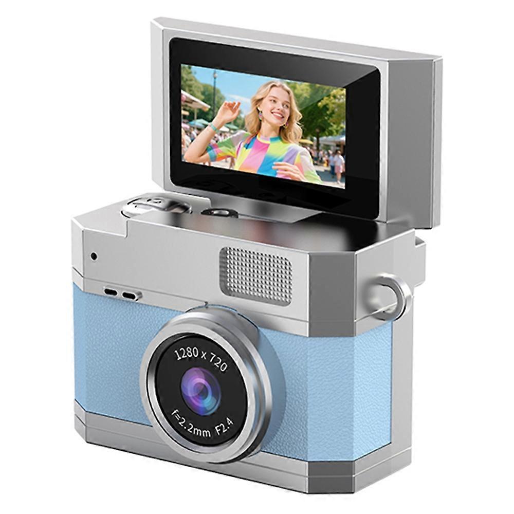 LK-026 Mini Digital Camera 0.96 Inch Flip Screen Retro Thumb Size HD Video Recording CCD - Sky Blue