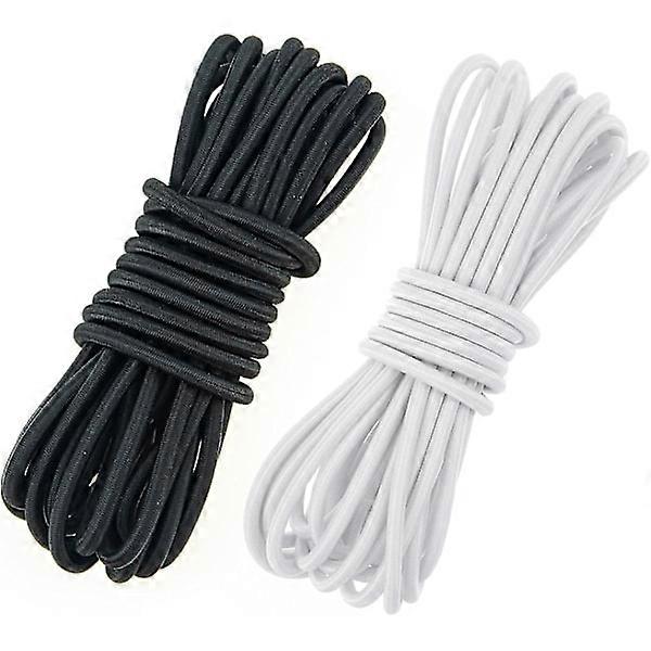 Fantasyon 4mm Black Elastic Cord 10 Meters 4mm Elastic Cord Bungee Cord Round Stretchy Cord Bungee Rope Multifunctional [DB] Black and White yc