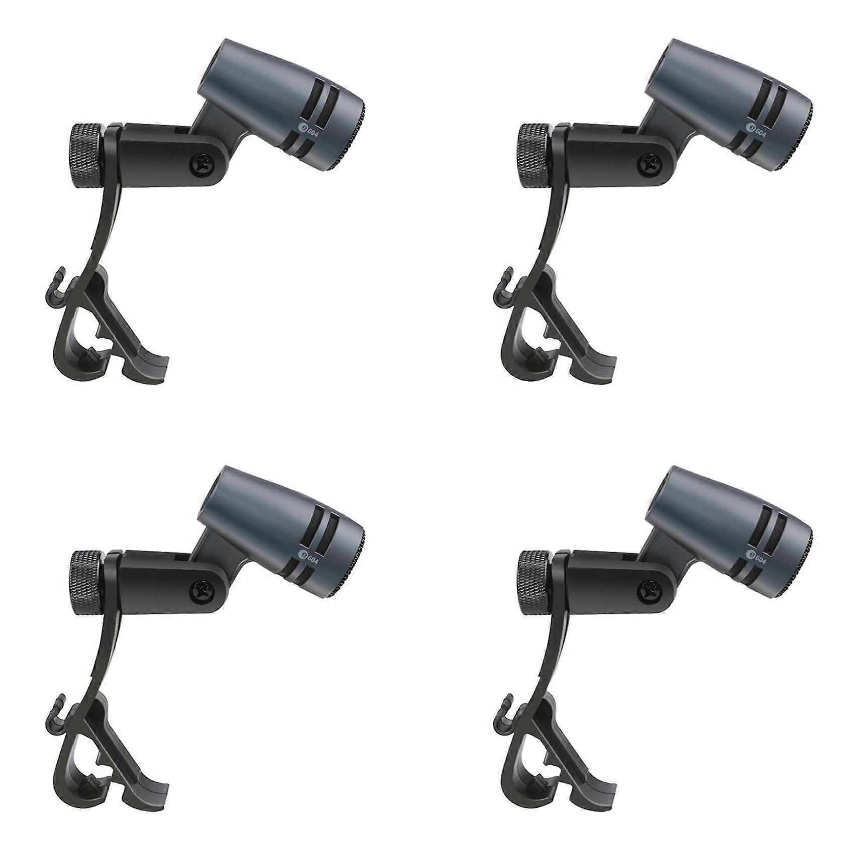 4X E604 Wired Dynamic Microphone Cardioid Instrument Drum Microphone with Clip Arm Mount Suitable for Drums Instruments