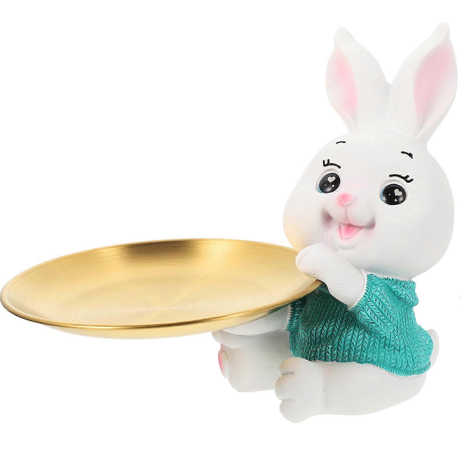 Decorative Bunny Storage Tray with Thickened Structure for Keys Jewelry Desk and Home Organization